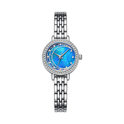 Le cadran nacré en métal observe Diamond Bracelet Watches des femmes enduites de miroir en verre
