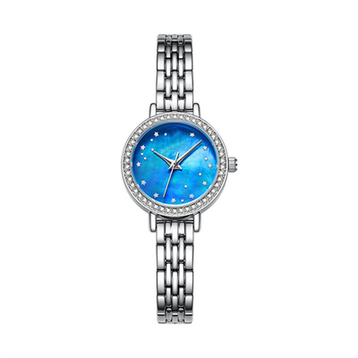 Le cadran nacré en métal observe Diamond Bracelet Watches des femmes enduites de miroir en verre