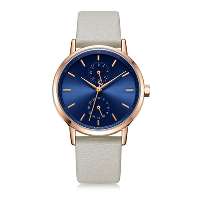 La montre en cuir occasionnelle Pin Buckle Tempered Glass Waterproof des petites femmes de cadran