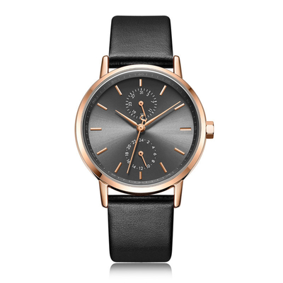 La montre en cuir occasionnelle Pin Buckle Tempered Glass Waterproof des petites femmes de cadran