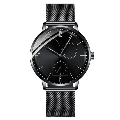 Montres en acier inoxydable de luxe pour hommes décontractés Boucle de bijoux Miroir en verre trempé minéral
