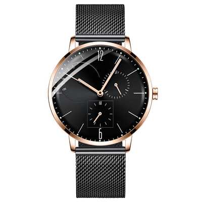 Montres en acier inoxydable de luxe pour hommes décontractés Boucle de bijoux Miroir en verre trempé minéral