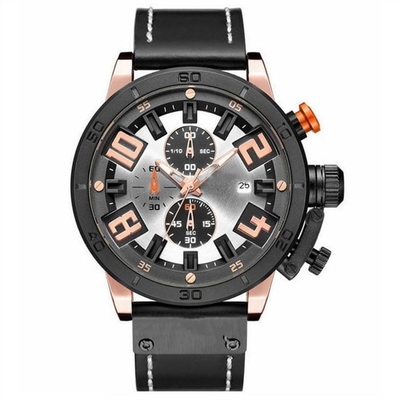 Montre souple de sport de Pin Buckle Alloy Case Chronos de montres du bracelet en cuir des hommes