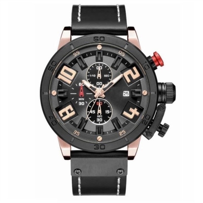 Montre souple de sport de Pin Buckle Alloy Case Chronos de montres du bracelet en cuir des hommes