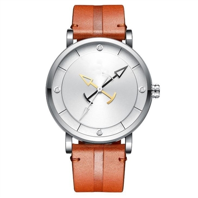 La montre en cuir occasionnelle 30 d'hommes de caisse d'alliage mètre le miroir en verre minéral de résistance à l'eau