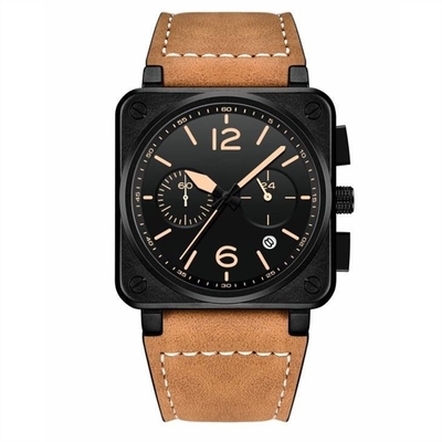 OEM 3ATM imperméable résistant à l'usure des montres multifonctionnelles des hommes en cuir véritables