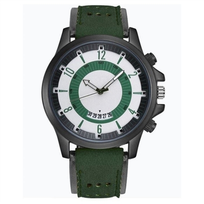 Bracelets en cuir occasionnels noirs de montres des montres-bracelet des grands hommes de cadran de mouvement de quartz 23cm