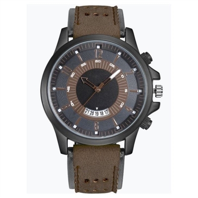 Bracelets en cuir occasionnels noirs de montres des montres-bracelet des grands hommes de cadran de mouvement de quartz 23cm