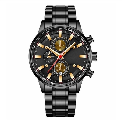 Montre imperméable multifonctionnelle d'hommes de bande en acier des montres 30m de S de Sapphire Glass Mirror Men '