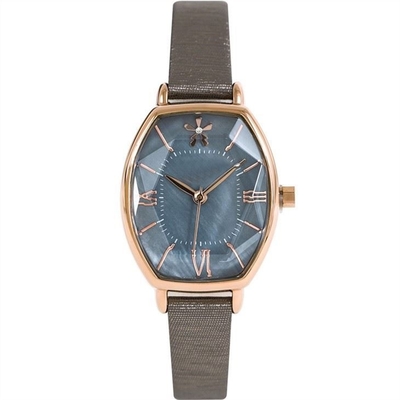 2035 femmes féminines d'argent de bracelet en cuir de montre-bracelet de quartz d'alliage