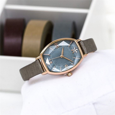 2035 femmes féminines d'argent de bracelet en cuir de montre-bracelet de quartz d'alliage