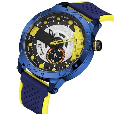 Montre-bracelet à quartz en alliage numérique en silicone Led Sports Triple Date Calendar Casual