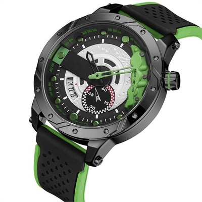Montre-bracelet à quartz en alliage numérique en silicone Led Sports Triple Date Calendar Casual