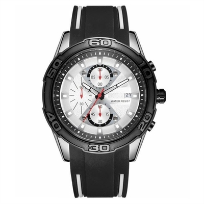 Montres pour hommes de bande de caoutchouc de quartz d'alliage de silicone de Digital avec le chronographe de courroie