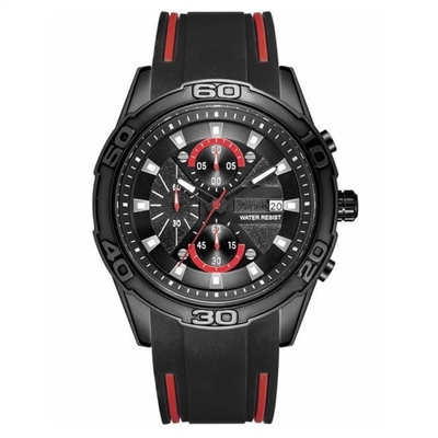 Montres pour hommes de bande de caoutchouc de quartz d'alliage de silicone de Digital avec le chronographe de courroie