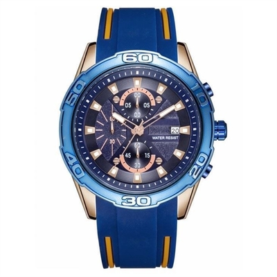 Montres pour hommes de bande de caoutchouc de quartz d'alliage de silicone de Digital avec le chronographe de courroie