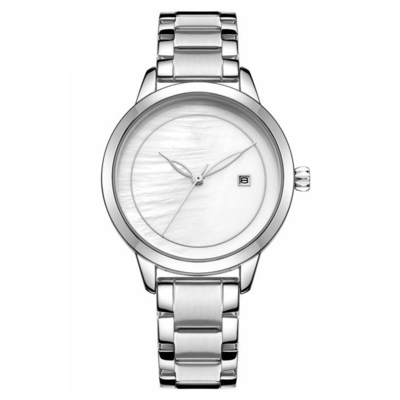 Métal de montre-bracelet de quartz de femmes d'acier inoxydable pour la mode simple de dames
