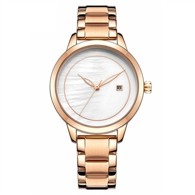 Métal de montre-bracelet de quartz de femmes d'acier inoxydable pour la mode simple de dames