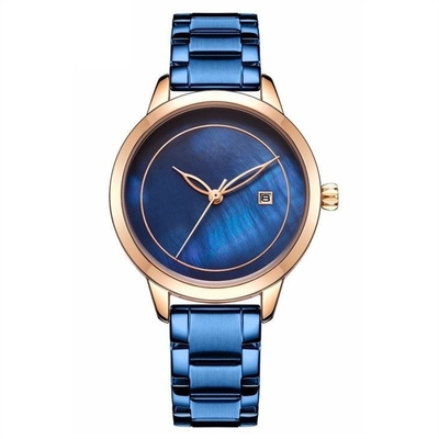 Métal de montre-bracelet de quartz de femmes d'acier inoxydable pour la mode simple de dames