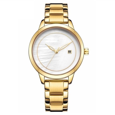 Métal de montre-bracelet de quartz de femmes d'acier inoxydable pour la mode simple de dames