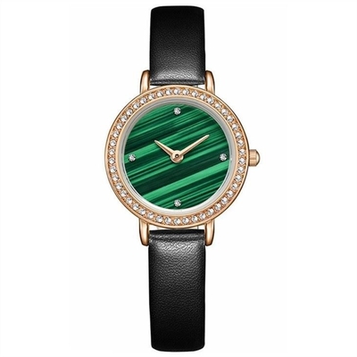 Malachite véritable de Diamond Quartz Watch Green Ladies d'encadrement de femmes