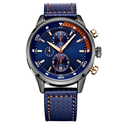 Hommes Sport Chronographe Alliage Quartz Montre-Bracelet Cuir Véritable Analogique Numérique