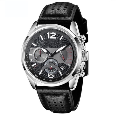 Mètres imperméables de bracelet en cuir de chronographe de la vie multifonctionnelle de montre 30 pour le sport