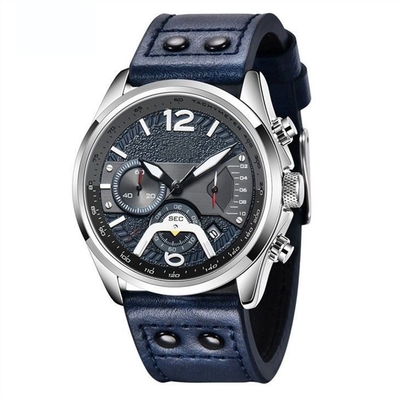 Mètres imperméables de bracelet en cuir de chronographe de la vie multifonctionnelle de montre 30 pour le sport