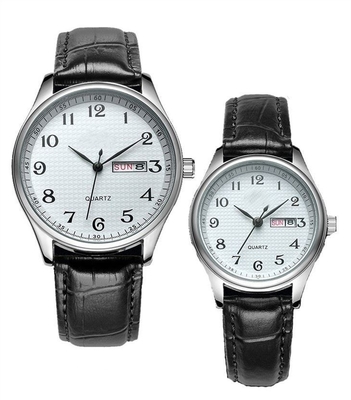 Bracelet en cuir analogue de montre du quartz des hommes imperméables du couvercle inférieur coupler la montre de quartz