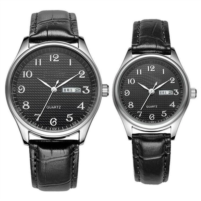 Bracelet en cuir analogue de montre du quartz des hommes imperméables du couvercle inférieur coupler la montre de quartz