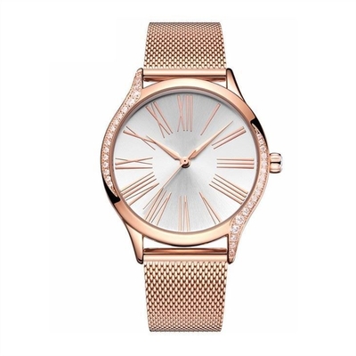 Montre Diamond Casual Watches d'acier inoxydable du quartz des femmes en acier solides de boucle
