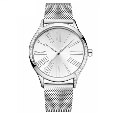 Montre Diamond Casual Watches d'acier inoxydable du quartz des femmes en acier solides de boucle