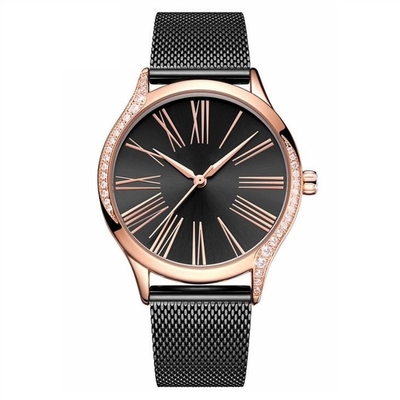 Montre Diamond Casual Watches d'acier inoxydable du quartz des femmes en acier solides de boucle