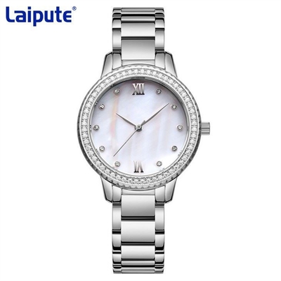 Diamond Watch de boucle de tortue d'acier inoxydable de bracelet de montre de quartz des femmes arrières de mouvement