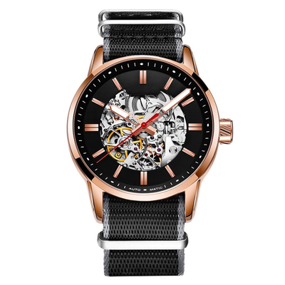 montre-bracelet en nylon de squelette de la vie de 30m de cadran stéréo mécanique imperméable de montre
