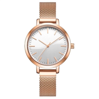 Montre en acier 3ATM d'acier inoxydable de quartz de montre de dames en acier solides de boucle imperméabiliser
