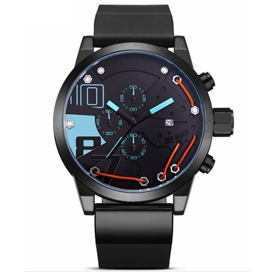 Les sports de Digital LED de silicone de miroir de quartz observent la montre analogique-numérique de sports de 50mm