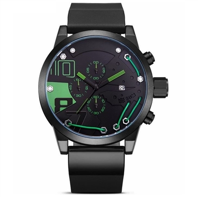 Les sports de Digital LED de silicone de miroir de quartz observent la montre analogique-numérique de sports de 50mm