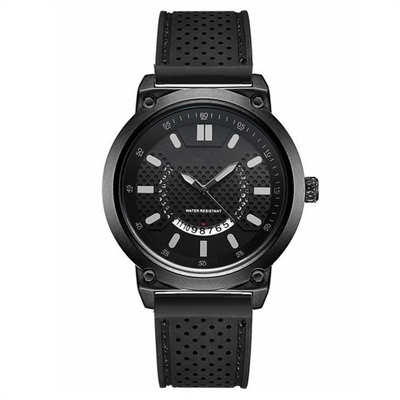 Montre carrée de calendrier perpétuel de date du jour de montre analogue de silicone de boucle