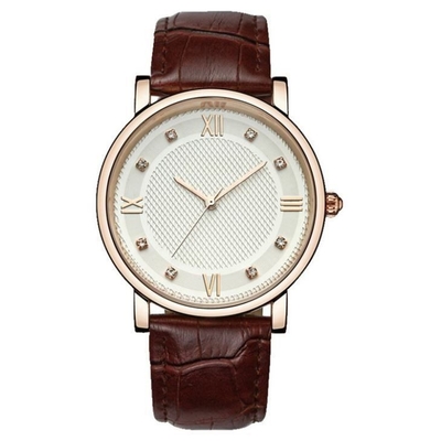 Mouvement en cuir Diamond Watch de quartz de montre de bande de classique imperméable de la vie