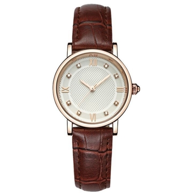 Mouvement en cuir Diamond Watch de quartz de montre de bande de classique imperméable de la vie