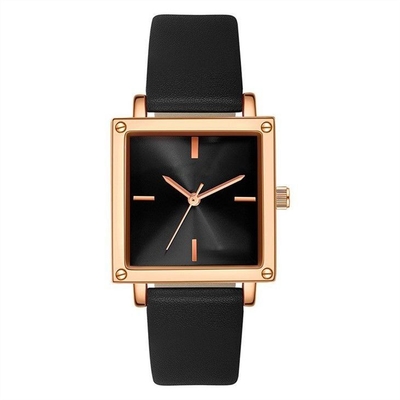 Cadran en cuir/de Mesh Strap Women Quartz Wrist montre 30M Life Waterproof Square non d'échelle