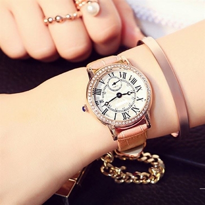 Miroir minéral renforcé par longueur de la montre de Digital des femmes de bracelet en cuir 210mm
