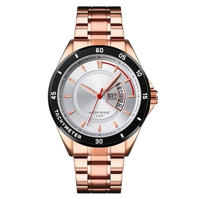 Montre de calendrier hebdomadaire de montre du calendrier perpétuel des hommes en alliage de zinc avec la date et le jour