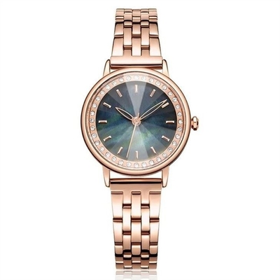 L'or des femmes imperméables et montres de robe de Diamond Watches Quartz Movement Ladies