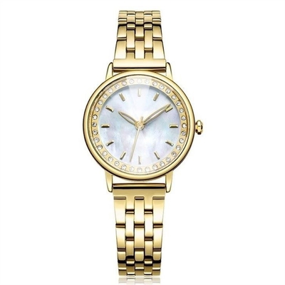 L'or des femmes imperméables et montres de robe de Diamond Watches Quartz Movement Ladies