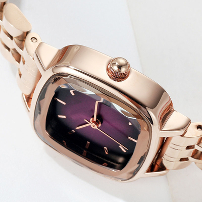 Montre-bracelet de luxe de quartz d'acier inoxydable de mode imperméable pour des femmes