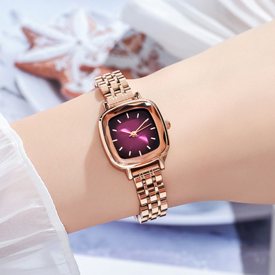 Montre-bracelet de luxe de quartz d'acier inoxydable de mode imperméable pour des femmes