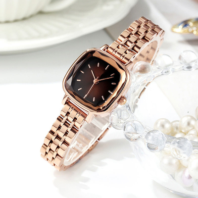 Montre-bracelet de luxe de quartz d'acier inoxydable de mode imperméable pour des femmes