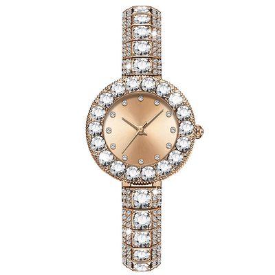Façonnez aux femmes de luxe légères la montre-bracelet de quartz avec Diamond Waterproof